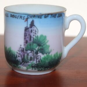 Handpainted Porcelain Teacup Will Rogers Shrine of the Sun ENCO NYC 1.75”x1.75”